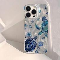 Vasarinis vėsus vėžliuko rašto dėklas telefonui iPhone 17 Air 16 16e 15 14 13 12 11 Pro Max Šifono tekstūros galinis dangtelis iPhone 7 8 Plus