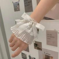 JK Fairy Lace Wrist Cuffs - Lolita Bow & Pleated Sleeve Decoration