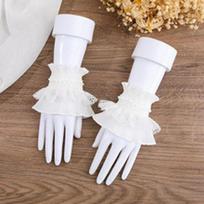 JK Fairy Lace Wrist Cuffs - Lolita Bow & Pleated Sleeve Decoration