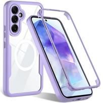 360 Full Coverage Screen Protector Case for Samsung Galaxy A57/37/27/17/07 A56/36/26/16/06 A55/35/25/15 Anti Drop Magnetic Cover For SamsungA05 violetinė