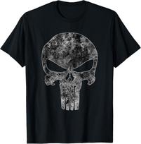 Marvel Punisher Monochrome Skull Vintage Chest Logo T-Shirt 5XL įvairiaspalvis