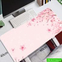 Large Gaming Mousepad Pink Cherry Blossoms Mouse Pad Compute Mouse Mat Gamer Stitching Desk Mat For PC Keyboard Mouse Carpet 800x300x2mm