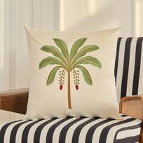 Palmių medžio pagalvės užvalkalas Boho tropinių augalų spaudinio pagalvės dėklas Pakrančių namų dekoras Vasaros dovana Peach skin 60*60(CM)-1Pcs beige