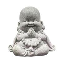 Buddha Statue Hand Carved Buddhism Decorative Figurine Buddha Sculpture for Living Room Home Shop Tabletop Indoor Outdoor gray