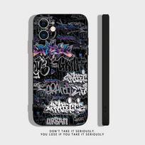 Šaunus spalvingas grafiti telefono dėklas, skirtas iPhone 17,16,15,14,13,12,11,Pro,X,XS,Max,XR,Plus,Mini, minkštas silikonas, juodas, atsparus smūgiams TPU iPhone13promax gray