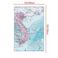 Išsami Vietnamo administracinio žemėlapio sieninė dailės plakato versija biurui, namų dekoravimui ir švietimui, tikslus regioninės geografijos spaudinys, kelionės suvenyras 100*150cm / English white