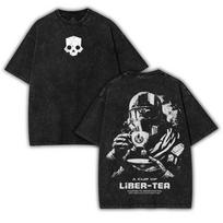Helldivers 2 'Laisvės arbatos puodelis' Priekinė ir galinė pusės T-shirt Dydis Oversize Unisex 3XL įvairiaspalvis