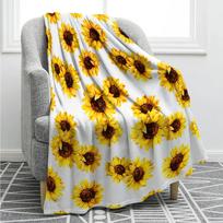 Saulėgrąžų dovanos pledas spausdintas mesti minkštas šiltas lengvas pledas moterims gimtadieniui Kalėdoms, namų svetainės dekoras juodas Size: 75*100cm, Weight: 230 GSM