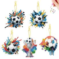 Set of 5 Football Decoration Hanging Ornament Diamond Art 5D DIY Craft Kit Acrylic Gemstone Pendant for Decoration 5pcs black