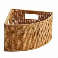 Kampinė pintos iš rotango išvaizdos laikymo krepšys su atviru viršumi, pintas svetainei, miegamajam, S Style a brown