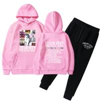Taylor Swift the eras tour concert merchandise cross-border men's and women's hoodie set L pink