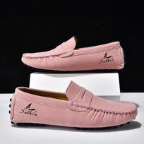 Tas pats stilius vyrams ir moterims Laisvalaikio batai vyrams Madingi vyriški batai Natūralios odos vyriški loaferiai Mocasins Įsispiriami vyriški plokščiapadžiai Vyriški vairavimo batai 45 rožinė