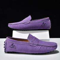 Tas pats stilius vyrams ir moterims Laisvalaikio batai vyrams Madingi vyriški batai Natūralios odos vyriški loaferiai Mocasins Įsispiriami vyriški plokščiapadžiai Vyriški vairavimo batai 48 violetinė