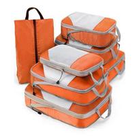 Travel Compression Storage Bags 7 Set Luggage Packing Cubes for Clothes Organization Waterproof Dustproof oranžinė