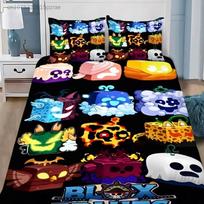 Cartoon Game B-blox Fruits Bedding Set Single Double King size,3D Printing Duvet Cover Pillowcase Comforter Set Birthday Gift 140x200cm white