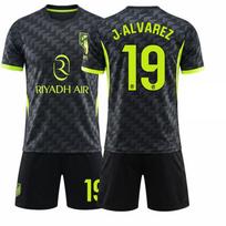 2627 Club Fluorescentinė Žalia Marškinėliai 19 Alvarez 7 Li Gangren Atletico Madrid Išvykos Futbolo Vienoda Juodas Kostiumas L black