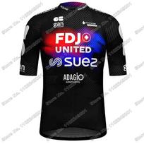 Moterų komandos FDJ SUEZ dviratininko aprangos komplektas Europos čempiono dviratininko drabužiai Nyderlandai Demi Vollering plento dviračio marškinėliai kelnės 5XL black