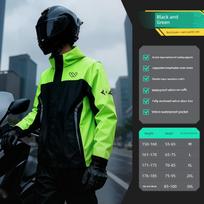 Elektrinės transporto priemonės lietaus kostiumas suaugusiems, su gobtuvu, 2025 m. naujas modelis, visą kūną dengiantis atsparus audrai ir vėjui, specialus komplektas vyrams XXXL žalia