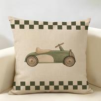 Vintažinio lenktyninio automobilio pagalvės užvalkalas Patvarus Hipoalerginis Ekologiškos lino pagalvės užvalkalas Trumpas dydis Skalbiamas Draugiškas odai 45cmx45cm(18x18Inch)