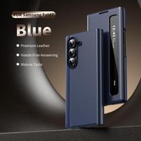 For Samsung Galaxy Z FOLD 7 5G Case Smart View Cover Leather Phone Case For ZFold 7 6 5 4 3 Window Flip Stand Holder Case Galaxy Z Fold6 mėlyna
