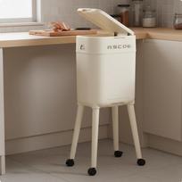 Rolling Waste Bin with Lid Single-Press Unlock Tall Trash Can with Legs Elevated Garbage Can on Wheels Large Capacity balta