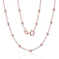 Sidabrinė grandinėlė su karoliukais 1–3 mm, raudonojo aukso padengimas, 45 cm