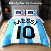 Lionel Messi Design Bed Bedding Set 1 Duvet Cover + 2 Pillowcases Soft Breathable Household Bed Linens 135cm*200cm white