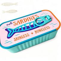 Sardine Tin Jewelry Box 3D Printed Easy Open Lid Necklace Earring Storage Organizer for Home Vanity Table Decor A7 blue