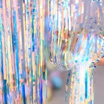 Shiny Corlorful Metallic Tinsel Foil Fringe Curtains Photo Booth Props for Engagement Bridal Shower Celebration Party Decoration 2m length white