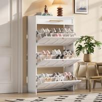 70*25*123.5cm Modern Shoe Cabinet Shoe Rack, with 6 Compartments, 1 Drawer, Can Be Placed in Hallways, Doors, Living Rooms and Offices, MDF, White 70 x 25 x 123.5 cm balta