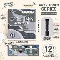 12 Colors Acrylic Markers Soft Brush Pen Tip 7 Color Systems For Drawing Anime Painting DIY Rock Halloween Gifts Art Supplies 12 Colors gray gray