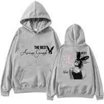 Ariana Grande Men's and women's hoodies, Harajuku hip-hop pullovers, hoodies, sweatshirts, fashionable women's streetwear S gray