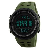 SKMEI Vyriški sportiniai laikrodžiai Atgalinės atskaitos dvigubo laiko žadintuvas Chronograph Skaitmeniniai rankiniai laikrodžiai 50M armijos žalia spalva