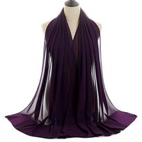 Pearl Chiffon 40 Spalva Moteriška skara Musulmoniška turbano skara tamsiai violetine spalva