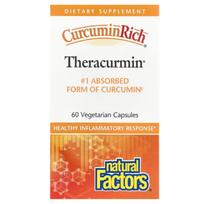 „Natural Factors“ „CurcuminRich Theracurmin“, gerai įsisavinamas kurkuminas 30 mg – 60 kapsulių