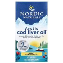 „Nordic Naturals“ Arktinės menkės kepenų aliejus, citrinų skonio – 90 minkštųjų kapsulių