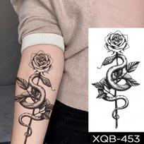 Atsparus vandeniui laikinas tatuiruotės lipdukas Juoda gyvatė Drakonas Totemas Blykstės tatuiruotė Tigras Gėlės Rožės Kūno menas Ranka netikra tatuiruotė Vyrai Moterys