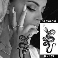 Atsparus vandeniui laikinas tatuiruotės lipdukas Juoda gyvatė Drakonas Totemas Blykstės tatuiruotė Tigras Gėlės Rožės Kūno menas Ranka netikra tatuiruotė Vyrai Moterys gray