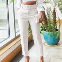 Rudens laisvalaikio kelnės aukštu juosmeniu Moteriškos mados Elegantiškos moteriškos pieštukų kelnės Tvirtas biuro moteriškas kostiumas Kelnės Pantalones Femme 29548 L oriono spalva
