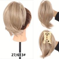 Sintetinė Claw Clip 8 colių trumpas garbanotas arklio uodegos plaukų gabalas skirtas kasdieniam naudojimui beige