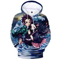 „Kimetsu No Yaiba Demon Slayer“ vyriški ir moteriški 3D spausdinti megztiniai, laisvalaikio stiliaus, vaikiški džemperiai su gobtuvu berniukams ir mergaitėms, megztinis, anime, 6XL dydis S gray