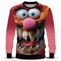 Autumn Funny Men's Sweatshirt Cartoon Ghost Face 3D Printed Long Sleeve Tees Oversized O-Neck Pullover Sweatshirt Men Streetwear 2XL black