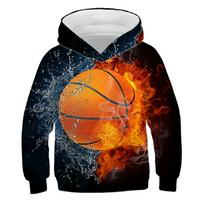 Hoodies 3D spausdinimas Krepšinio megztiniai su gobtuvu berniukams ir mergaitėms Vaikų mada Street Harajuku Megztiniai be užtrauktuko Sportiniai kostiumai Striukė 160 orange