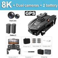2026 Naujas V168 Dronas 8K 5G GPS/Optinio Srauto Profesionali HD Oro Fotografija Dviguba Kamera Visakryptis Kliūčių Vengimas Dronas Originalus Žaislas Dovana 8K GPS 2 battery juoda