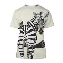 Zebra Gyvūnas 3D Spausdinimas Kvėpuojantis Trumpomis Rankovėmis Marškinėliai Vyriški Laukų Arklys Hip-Hop Stiliaus Gatvės Apranga Viršus Dryžuoti Zebriniai Marškinėliai M black