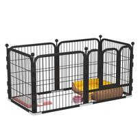 Metalinis naminių gyvūnų aptvaras Saugus Apsaugo nuo slydimo Užsegamas sujungimas Šunų dresūros aptvaras Mažiems Vidutiniams Dideliems 6 Slices 120x60x60cm/47.2x23.6x23.6in juoda