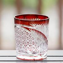 Rankų darbo japoniško stiliaus Edo Kiriko viskio stiklinės stiklinės, spalvotos rankomis iškirptos iki skaidrios stiklinės Spalvoti tamsinti senamadiški akiniai 240ml