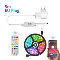RGB LED juosta 12V 5050 Sinchronizavimas su muzika Nuotolinis valdymas Lanksti RGB LED juosta 5m 10m 15m kambario sienai, aplinkos apšvietimui 5M set EU Plug