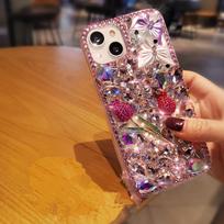 Applicable To IPhone16Promax Mobile Phone Case with Diamonds and Rhinestones 14 Apple 15 Protective Case 13 Creative Luxury iPhone16Promax orange