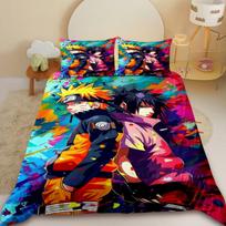 Naruto vaikiškas pledo užvalkalų rinkinys Uchiha Sasuke Uzumaki patalynės rinkinys Karališkojo, Karalienės, Pilno dydžio mergaitėms, paaugliams berniukams miegamojo dekoravimui AU Single140x210cm